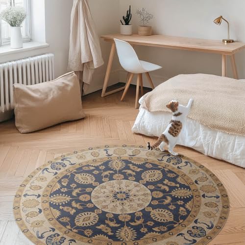 Tapis du sol vinyle ø150 cm lavable pour décorer le salon - 3