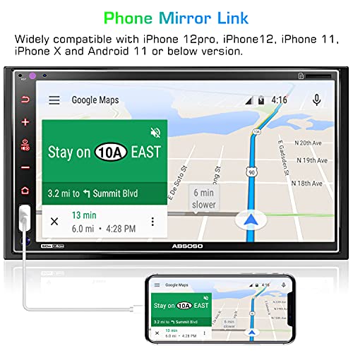 image for Double Din Car Stereo Apple CarPlay - ABSOSO 7 inch HD Full Touch Car 