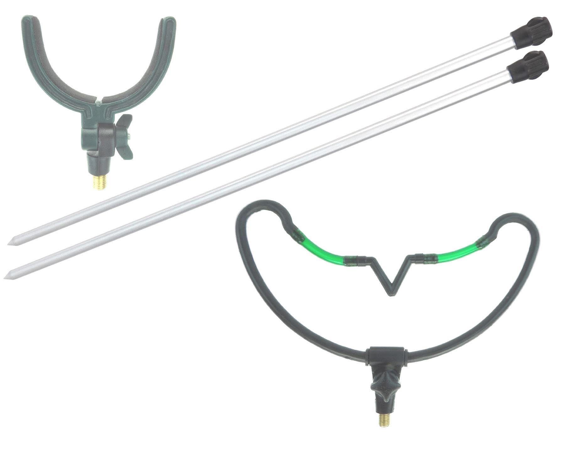 Roddarch Bank Stick & Rod Rest Set 2 X Bank Stick Adjustable V Rest & Adjustable U Rest