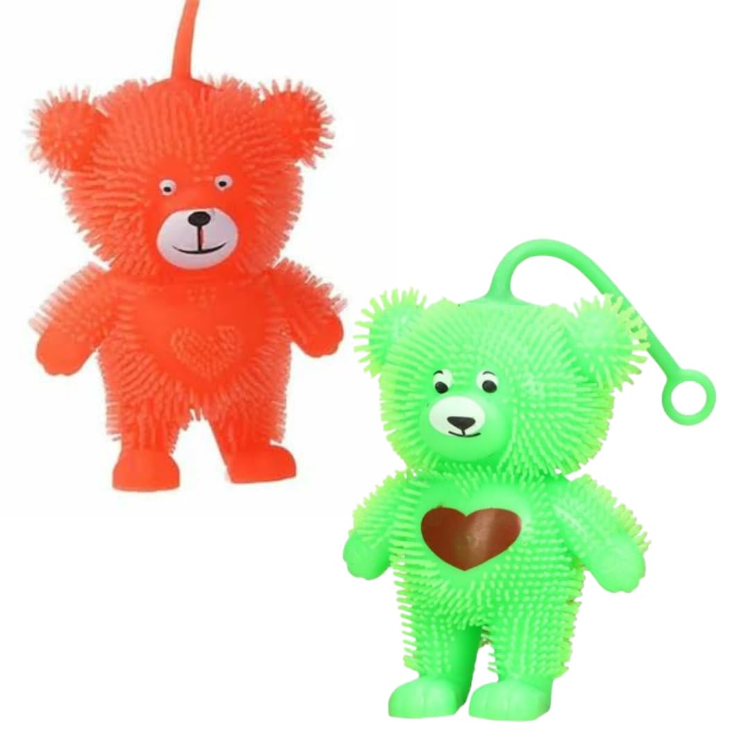 Saksham Toys and Decor 2 Pcs Soft Rubber Puffer Teddy Bear Toy, Puffer Teddy with Light Bouncy Light-up Squishy Teddy Toy, Light Teddy Bear Anti Stress Toys for Kids and Adult, Multicolour (B0DD3SYG4K) Amazon Price History, Amazon Price Tracker
