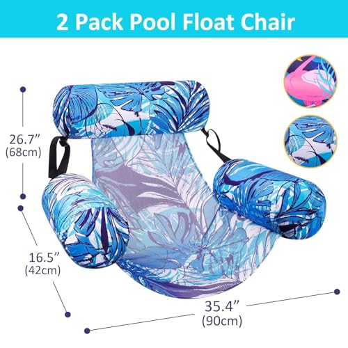 Inflatable Pool Float Chair - 2 Pack Pool Floats Adult Heavy Duty, Water Floating Lounge Chairs, Blow up Floaties Adults for Summer Fun Party Lake Beach by Happy Aplenty - Image 8
