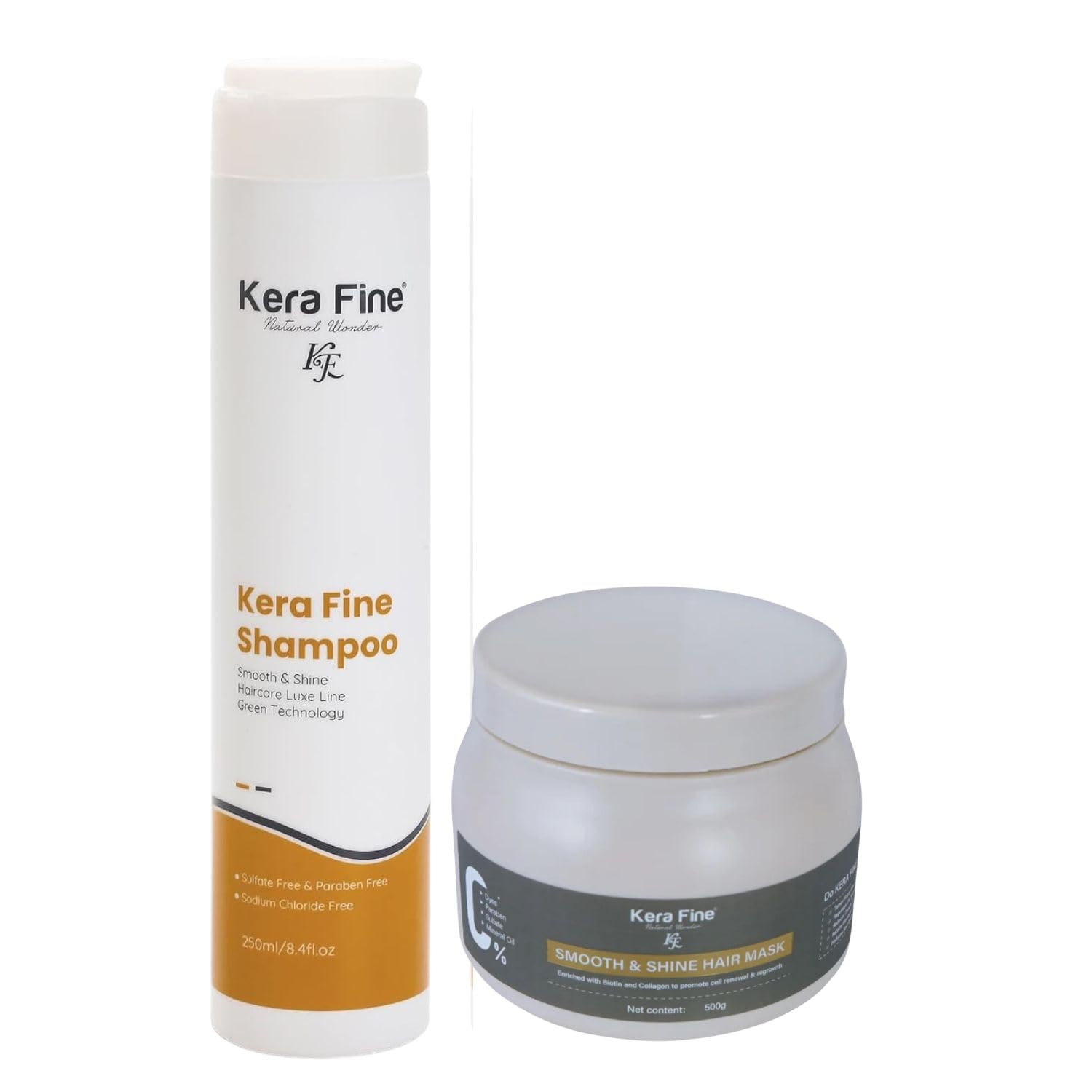 Smooth & Shine Hair Care Combo | Sulphate & Paraben Free Shampoo 250ml + Biotin & Collagen Hair Mask 500g | Deep Nourishing, Frizz-Free, Shine-Boosting Hair Care for Dry & Damaged Hair