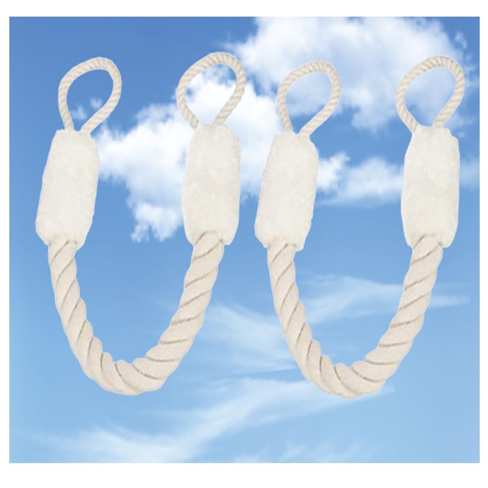 Protección contra pinzas, cuerda de puerta, tope de puerta, protección contra pinzas, para puertas, cordón blanco, tirador de puerta, 60 cm para la protección de dedos y mascotas, algodón/poliéster, 4