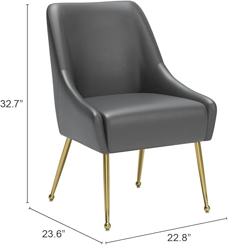 Miniatura 3 de Zuo Maxine Silla de comedor gris y dorado