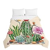 Chickwing Colcha de Verano Cubrecama Colcha Bouti, 3D Cactus Estampada Edredón Manta de Dormitorio Suave Multiuso Colchas para Cama Infantil Individual Matrimonio (Flor de Cactus,150x200cm)