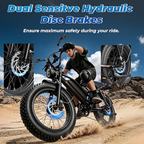 Image of Jasion YR20 PRO Electric Bike for Adults&Teens, 3000W Peak Motor, 52V 20Ah Battery, Up to 90 Miles Range, 20 inchx4.0 inch Fat Tire Moped Style Off-Road Ebike, Full Suspension, All-Terrain Electric Dirt Bike