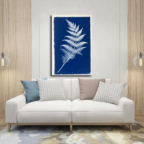 Cadre cadeau affiche abstraite fleur bleue toile décoration maison