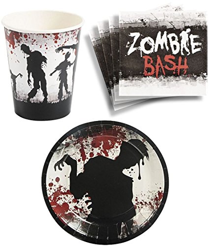 OTC Zombie Bash Birthday Party Supplies Set Plates Napkins Cups Kit for 16