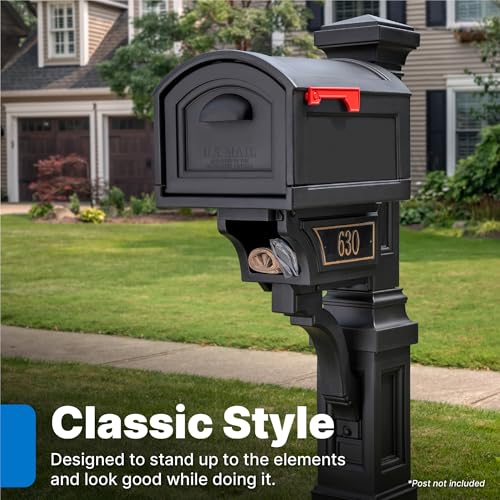 Step2 Town-to-Town XL Post-Mount Mailbox, Weather Resistant, Large Outdoor Mailboxes, Made of Durable Plastic, Easy to Install, USPS T4 Sized Mailbox, Flag Included, Onyx Black - image 2