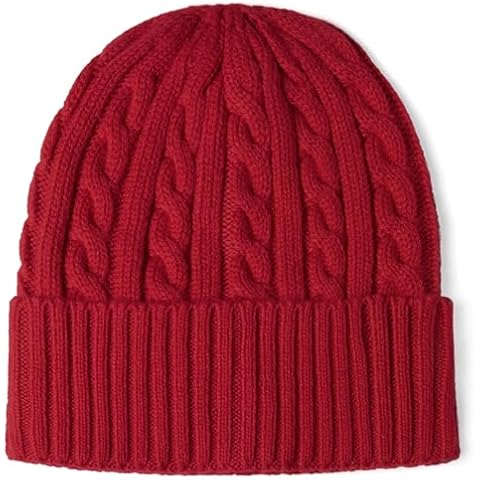 Revony Cable Knit Beanie for Women & Men - Warm, Soft, with a Delicious Cashmere Feel Red Cover