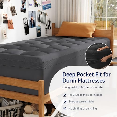 Image of ELEMUSE Twin XL Dorm Dual Layer 3 Inch Memory Foam Mattress Topper for College, Dorm Room Essentials, 2 Inch Cooling Gel Foam and 1 Inch Soft Pillow Top Bed Pad,Back to School,Grey