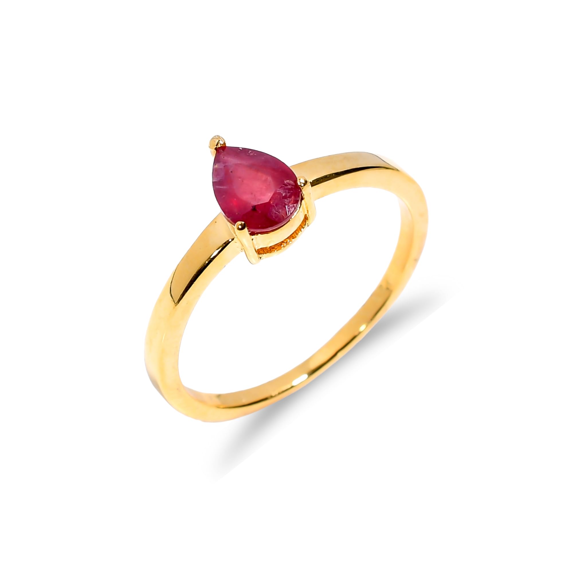 Bague en argent sterling 925 avec rubis naturel forme poire