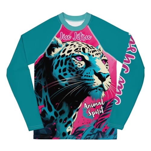 Youth Girls No Gi Jiu Jitsu Rash Guard - Cheetah, BJJ, MMA, Wrestling, Martial Arts - Main Image