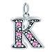 Charmed Craft Pink Crystal Birthstone Charms A-Z Alphabet Letter Dangle Charms Charm