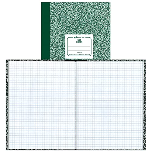 National Brand Lab Book, 5 x 5 Quad, Green Marble, 10.125 x 7.875 Inches, 60 Sheets (53108)