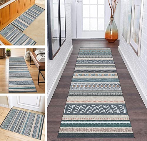 Alfombras de Pasillo de Corredor Antideslizante Azul Marruecos Moderna Lavables, Alfombras Largas Alfombrillas de Cocina Dormitorio salón Balcón Ancho 40cm/ 50cm/ 60cm/ 70cm/ 80cm/ 90cm/ 100cm Cover
