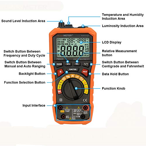 5 In 1 Auto Digital Multimeter With Multi-Function Lux Sound Level Frequency Temperature Humidity Tester Meter #TOP3