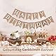 qingmeng Happy Birthday Girlande Banner, Geburtstag Vintage Leinen Deko Geburtstag Dekoration Drieck Flagge Wimpelkette für Geburtstag Geburtstagsfeier Dekoration, Babydusche