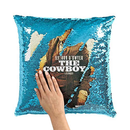 Coussin Sequin Turquoise Impression Affiche Vintage The Cowboy - 3