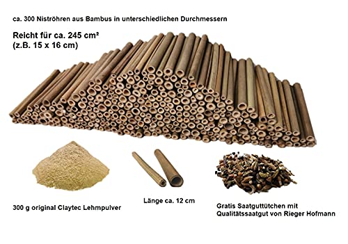 aktiongruen MEGA Pack bamboestokken insectenhotel knutselspullen ca. 300 nestbuizen 12 cm met 300 g leempoeder & meer! - Image 3