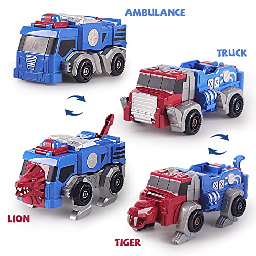 Cars Robot Transform Toys For 3 4 5 6 7 Year Old Boys Kids, 2-In-1 Trucks Heros Figure Rescue Bots With Weapon, Magnetic Stem Educational Building Vehicles, Birthday Gift For Toddler Girls (Blue) #TOP1