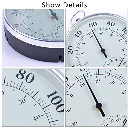 Indoor Outdoor Thermometer Wireless - Weather Dial Hygrometer Thermometer, No Battery Required Hanging Hygrometer For Wall, Table, Car, Greenhouse Or Decorative, Round 4" In Diameter #TOP2