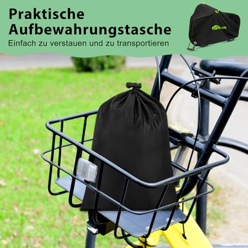 toptrek Fahrradabdeckung Wasserdicht, 210D Oxford-Gewebe Fahrradgarage Wetterfest, 200 x 110 x 70 cm Fahrradplane, Hochwertige Fahrrad Abdeckplane, Fahrradschutzhülle mit Schlossösen und Beutel