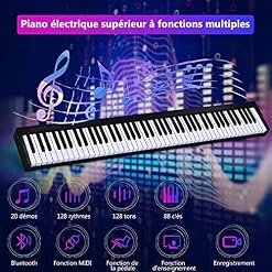 COSTWAY Piano Numérique 88 Touches, Clavier Electrique Amélioré avec Sac de Transport, 128 Rythmes, 128 Notes, Réglage… - Les Beatles, Paul McCartney, John Lennon, RIngo Starr, George Harrison COSTWAY Piano Numérique 88 Touches, Clavier Electrique Amélioré avec Sac de Transport, 128 Rythmes, 128 Notes, Réglage… – Image 4