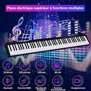 COSTWAY Piano Toetsenbord met 88 toetsen, opvouwbare piano, elektronisch toetsenbord met split-functie, 3 leermodi en sustain-pedaal, digitale piano draagbaar met dubbele luidsprekers, MP3/USB/MIDI