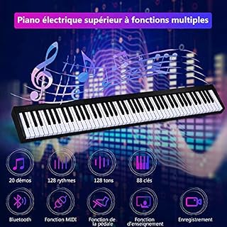 COSTWAY Piano Numérique 88 Touches, Clavier Electrique Amélioré avec Sac de Transport, 128 Rythmes, 128 Notes, Réglage… - Les Beatles, Paul McCartney, John Lennon, RIngo Starr, George Harrison COSTWAY Piano Numérique 88 Touches, Clavier Electrique Amélioré avec Sac de Transport, 128 Rythmes, 128 Notes, Réglage… – Image 4