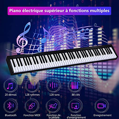 COSTWAY Piano Numérique 88 Touches, Clavier Electrique Amélioré avec Sac de Transport, 128 Rythmes, 128 Notes, Réglage… - Les Beatles, Paul McCartney, John Lennon, RIngo Starr, George Harrison COSTWAY Piano Numérique 88 Touches, Clavier Electrique Amélioré avec Sac de Transport, 128 Rythmes, 128 Notes, Réglage… – Image 5