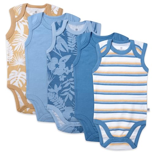 Image of HonestBaby baby-boys Sleeveless Bodysuits One-piece 100% Organic Cotton for Baby Boys, Girls, Unisex