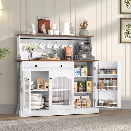 HOLTICO（ホルティコ） 食器棚 レンジ台 棚 キッチンカウンター(ホワイト) [並行輸入品]