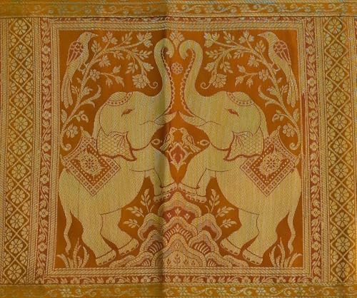 Image of Decorative Handmade Silk Table Runner Golen Brocade Dinning Table & Centre Table Top Decor Rectangular Runners Bed Runners Table Cloth for Wedding (152 X 40 CM ) (Mustard Yellow)