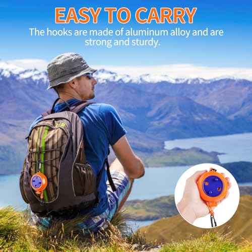 Flintronic 2 Pack Retractable Reel Clothesline, 10m Portable Tangle-Free Travel Clothesline, Adjustable Camping Clothesline with 10 Fixed Buckles & 20 Clothespins for Indoor Outdoor Travel - Orange - Image 8