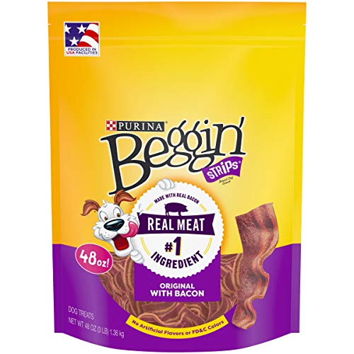 Purina Beggin' Strips Made in USA Facilities Dog Training Treats, Original With Bacon