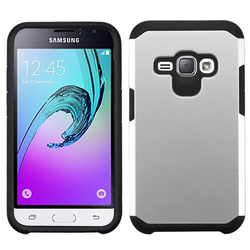 Samsung Galaxy Luna Case (TRACFONE), Galaxy Luna Cases, BornTech Dual Layer Slim Shockproof Armor Protector Phone Case Cover (Black/Silver)