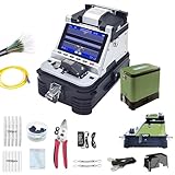 Fiber Fusion Splicer Kit Fiber Optic Fusion Splicer with Electric Cleaver OPM VFL, 6 Motor Core Alignment 0.05μm/0.1μm, 6s Fast Splicing for FTTH Telecom Fiber Splicing Installation Tool Al-20