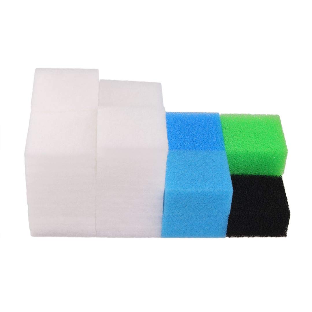 Compatible Esponja de Filtro para Juwel Compact/Bioflow 3.0 / M (2X Azul Fino, 2X Azul Grueso, 2X Verde Nitrato, 2X Esponja de Carbón Activo, 50x Filtro de Algodón)