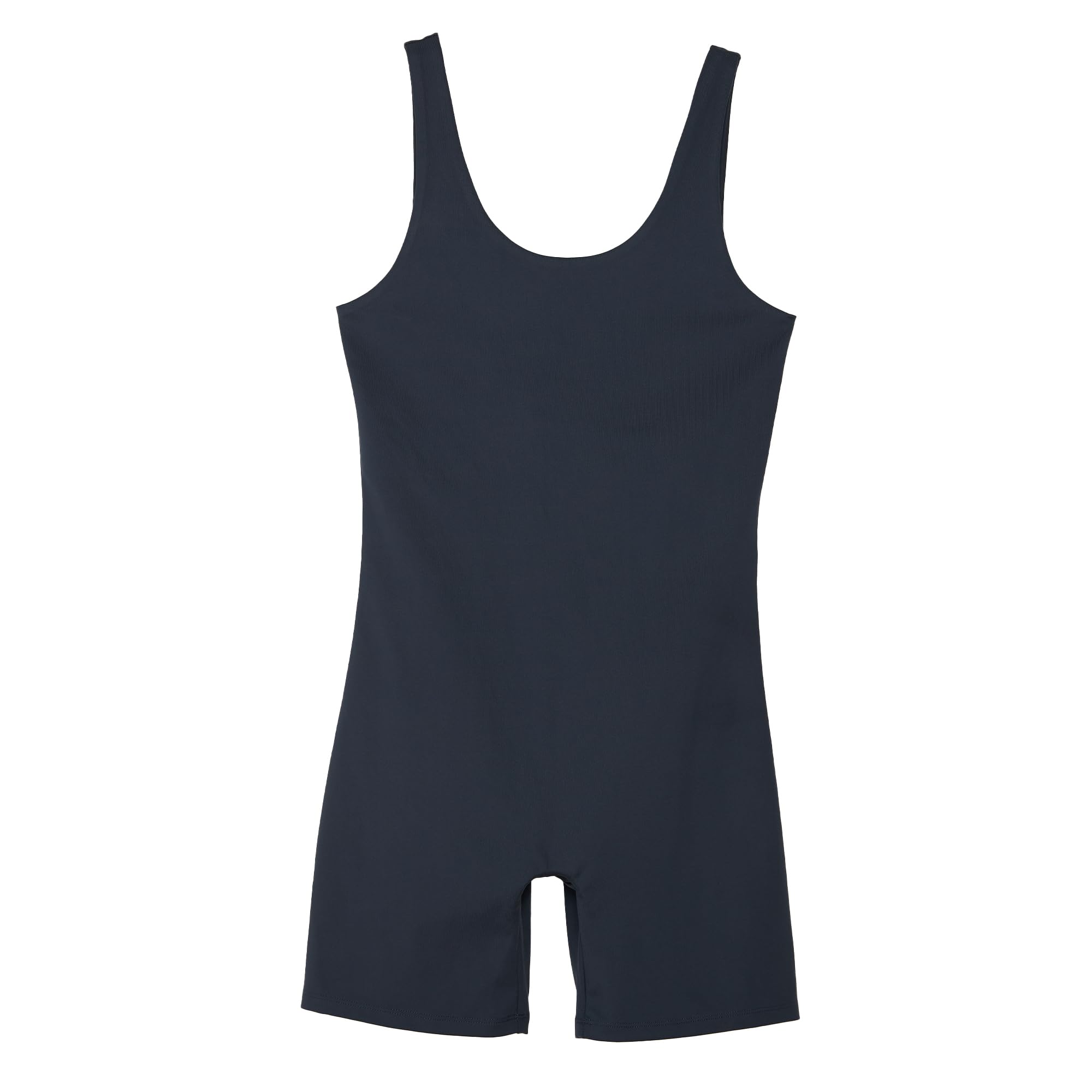 Girlfriend Collective Women's Bike Jumpsuit, Low back Yoga body, Built-in supporting Bra, Short Leggings without sleeves, One-piece Sportswear