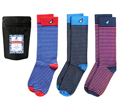 Premium Quality Colorful Dress Socks - American Made - 3-pack, Underdog 2 - Medium