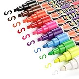 IJIANG Liquid Chalk Markers Neon Pens for Chalkboard Wet Erase Markers with 6mm Reversible Tip for B