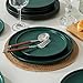 Ruxmirae Stoneware Salad Plates Set of 4, 8 Inch Plates for Dessert, Ceramic Plates Sets, Microwave Safe, Dishwasher Safe, Versatile for All Seasons, Matte Green