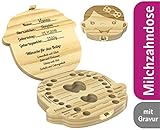 GRAVUR: Wir gravieren den Namen, das Gewicht sowie den Geburtstag des Kindes. Die Milchzahndose Holz mit Namen berührt das Herz der Kinder