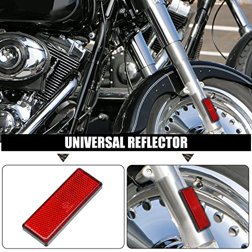 Image of X AUTOHAUX 8X Red Rectangular Safety Reflective Self Adhesive Reflector | 8 Pcs