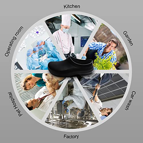 Liprofe Chef Shoes For Men - Slip Resistant Clogs, Slip On Work Shoes For Food Service, Black Comfort Casual Shoes Black 9 #TOP6