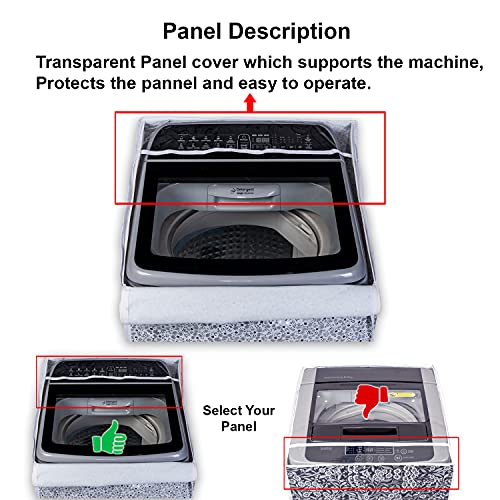 Image of Classic Top Load Washing Machine Cover Suitable For Whirlpool 360 / Stain Wash Back Panel 6 Kg, 6.5 Kg, 7 Kg, 7.5 Kg (58cmsX58cmsX97cms, White & Grey)