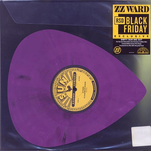ZZ WARD : PUT DOWN THE GUN - NEW SEALED 1000 RSD GUITAR PICK SHAPED PRESSED ON 100% RECYCLED LAVENDER