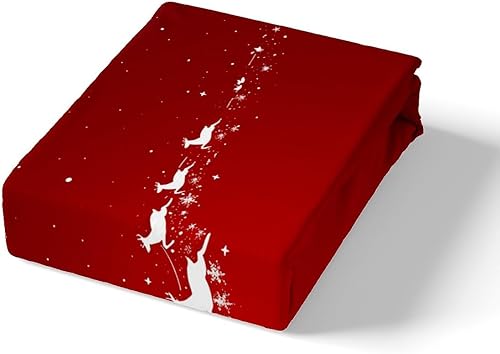 Miniatura 5 de Manfei Juego de funda de edredón roja de Año Nuevo, tamaño matrimonial, funda de edredón de reno y Papá Noel, juego de ropa de cama de 3 piezas para