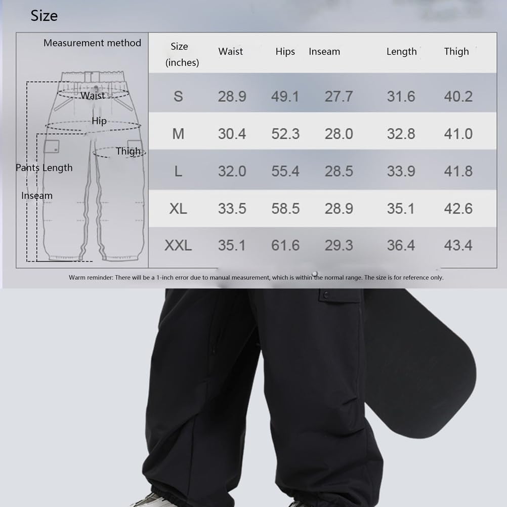 off White, Pantaloni da Neve da Uomo e da Donna, Larghi da Snowboard e da Sci, Impermeabili Antivento Caldi Isolati, Pantaloni da Neve Invernali Unisex